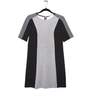 LOFT Color Block Black Grey Dress Petite 8 Medium